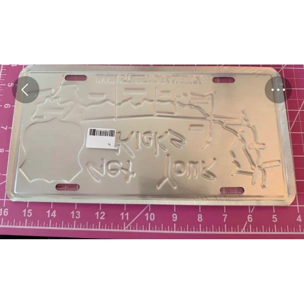Hangtime Route‎ 66 License Plate Sign White Embossed Metal Map NWT
